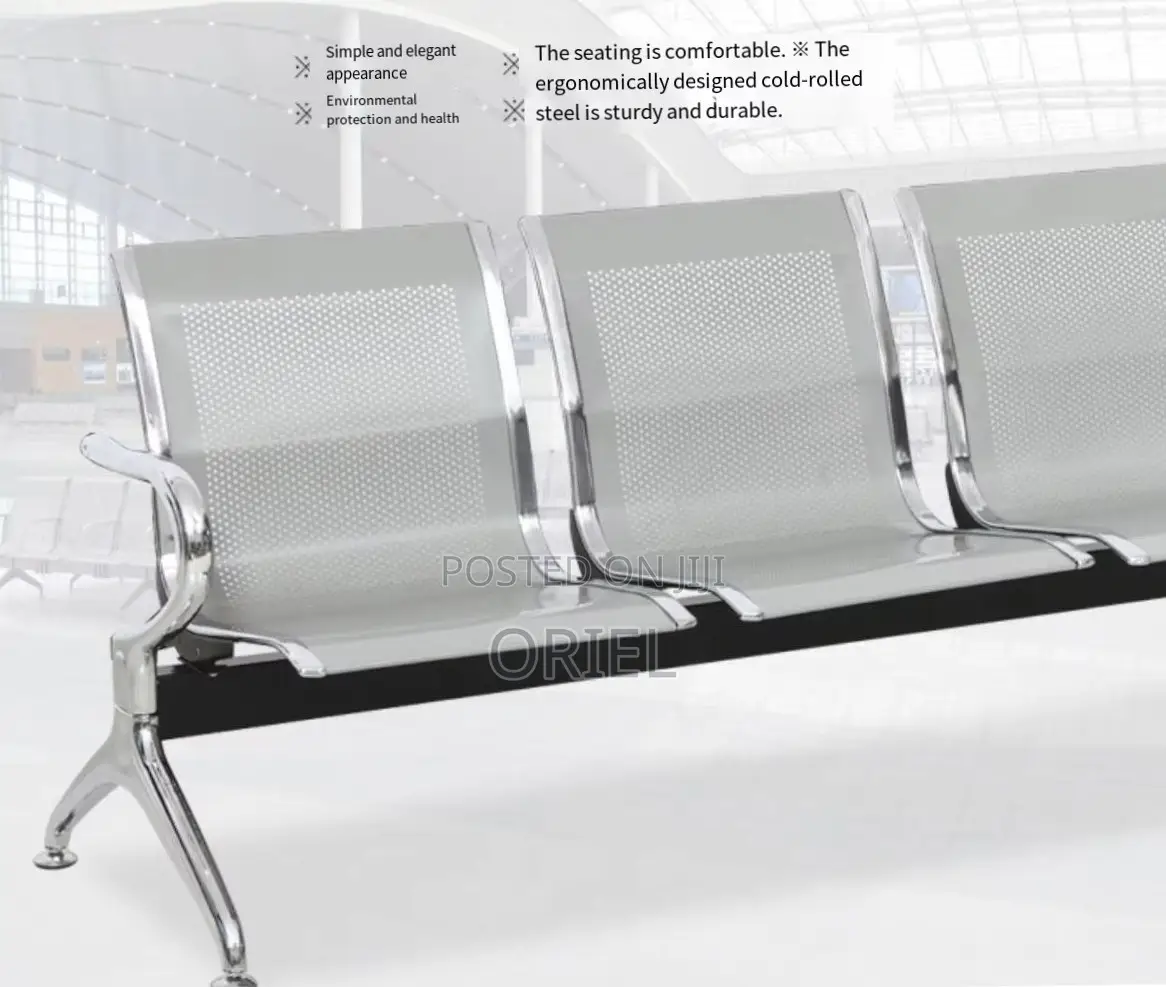Office Bench : 3-Seater Hospital Waiting Steel Bench
