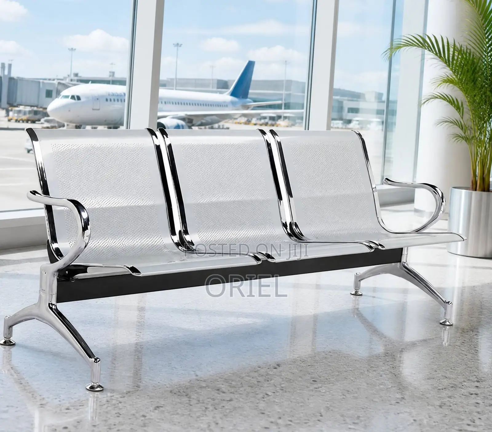 Office Bench : 3-Seater Hospital Waiting Steel Bench