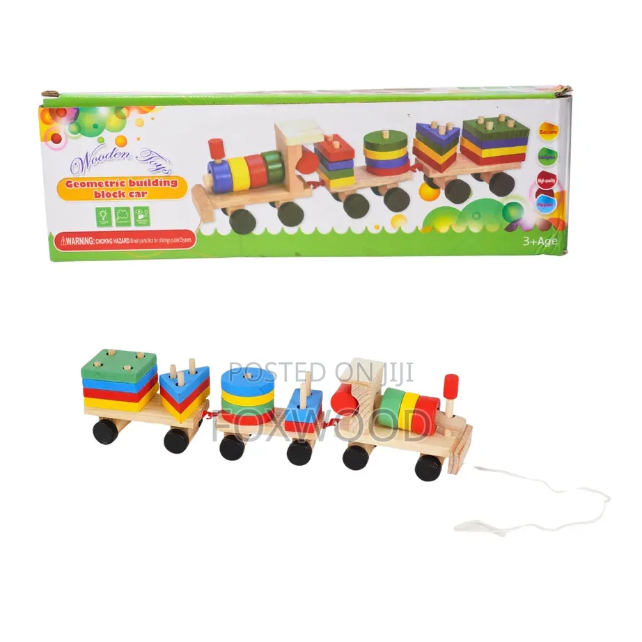 Wooden Geometric Shape Stacking Train