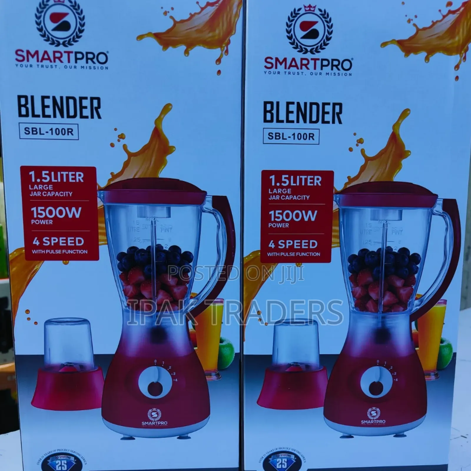 Smart Pro Blender SBL-100R 1.5L 1500W – 4 Speed + Pulse, Heavy Duty