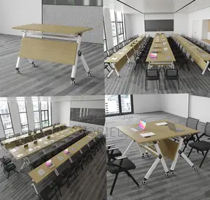 Office Table : Brown Foldable Training Conference Table