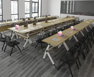 Office Table : Brown Foldable Training Conference Table