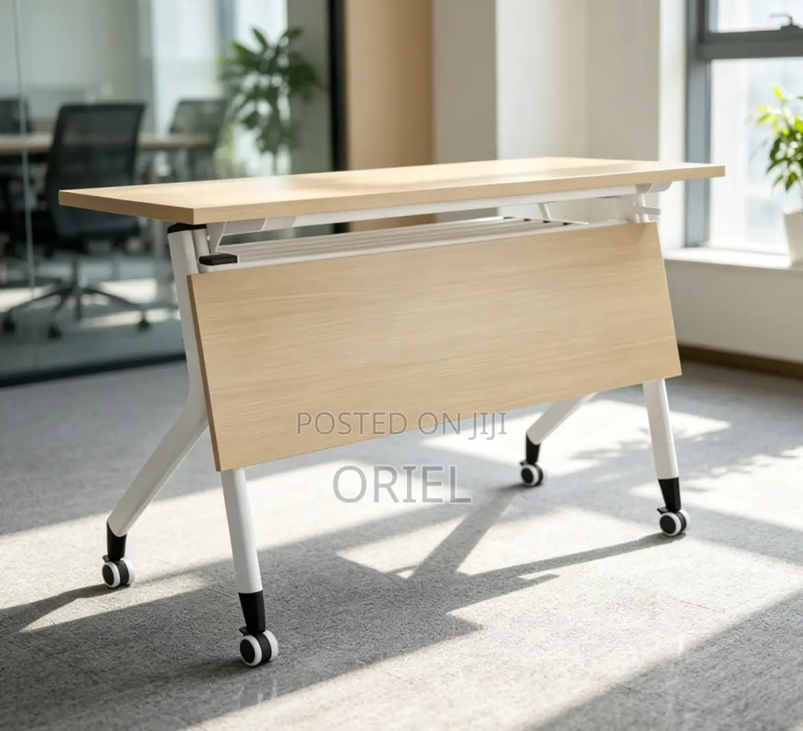 Office Table : Brown Foldable Training Conference Table