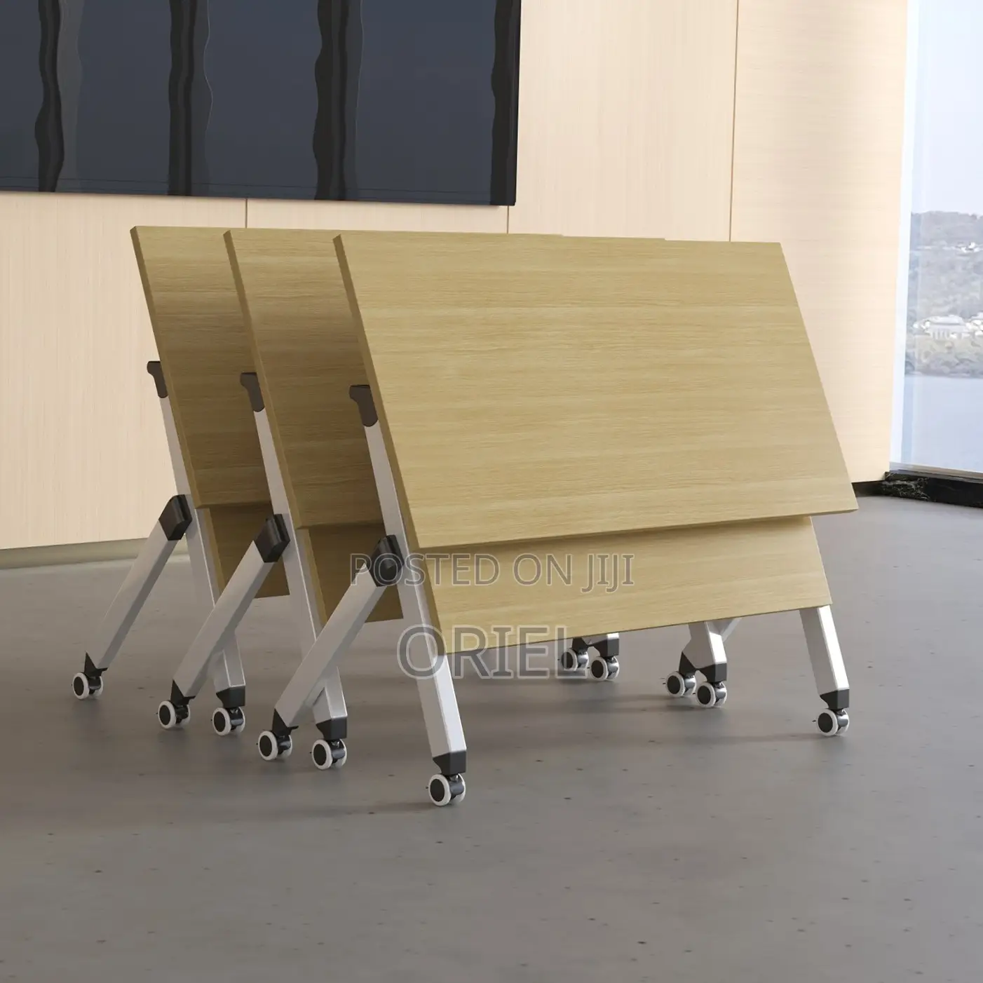 Office Table : Brown Foldable Training Conference Table