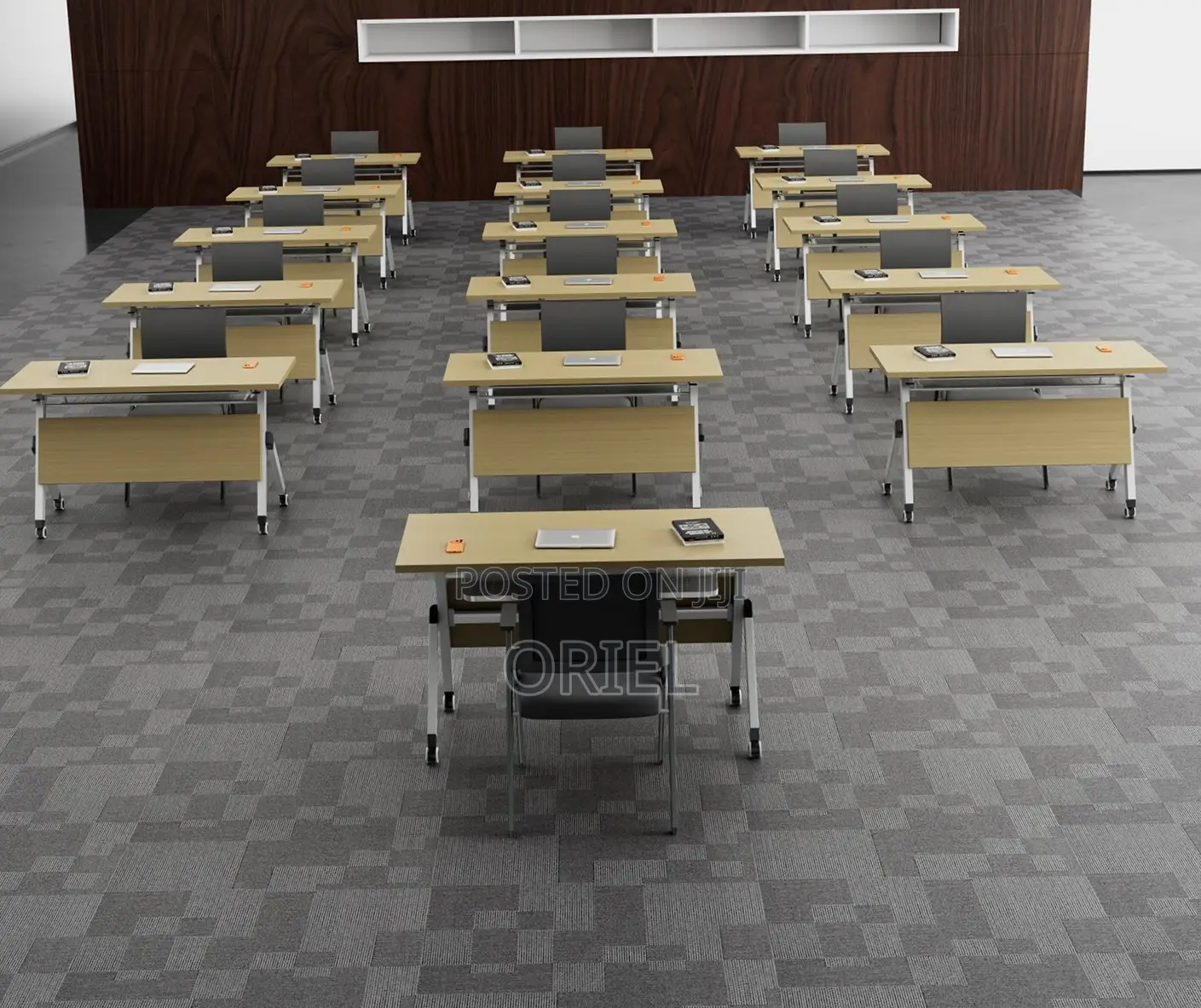 Office Table : Brown Foldable Training Conference Table
