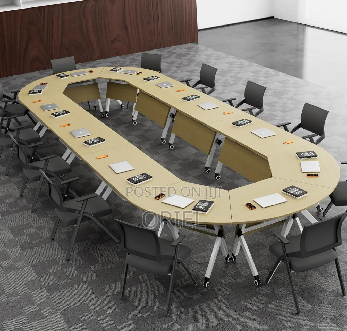 Office Table : Brown Foldable Training Conference Table