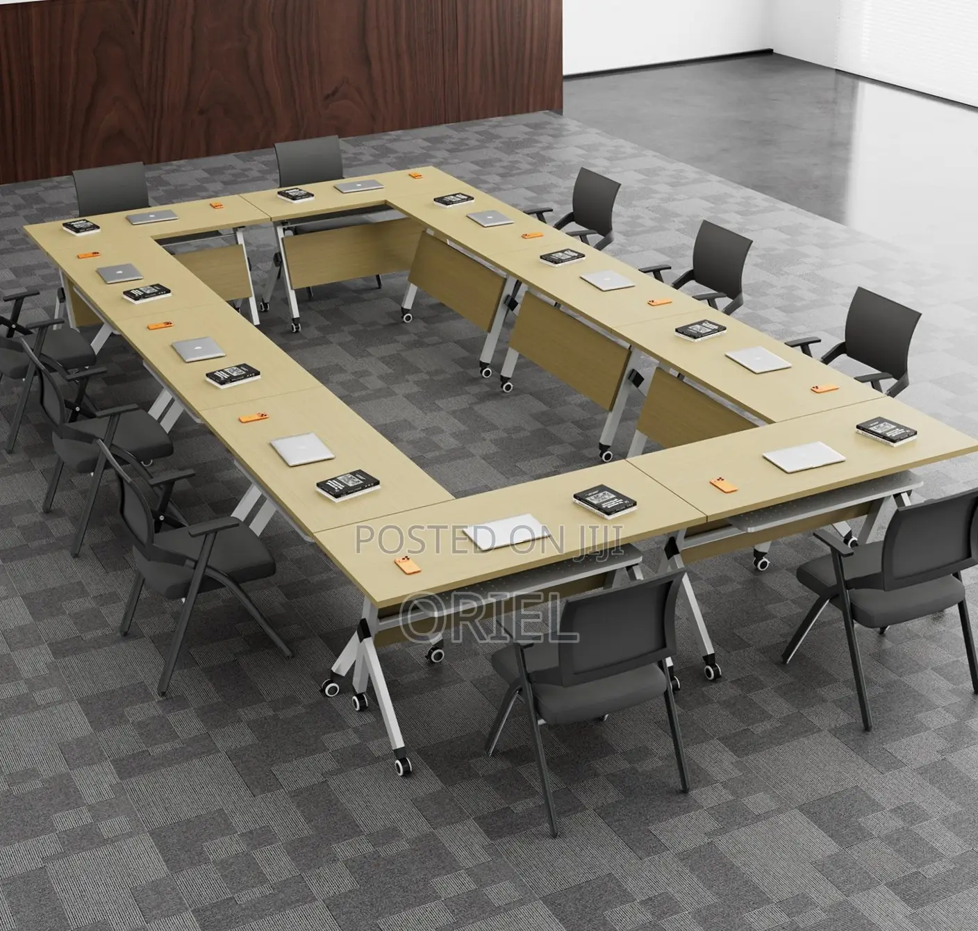 Office Table : Brown Foldable Training Conference Table