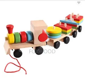 Wooden Geometric Shape Stacking Train