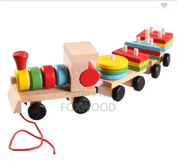 Wooden Geometric Shape Stacking Train