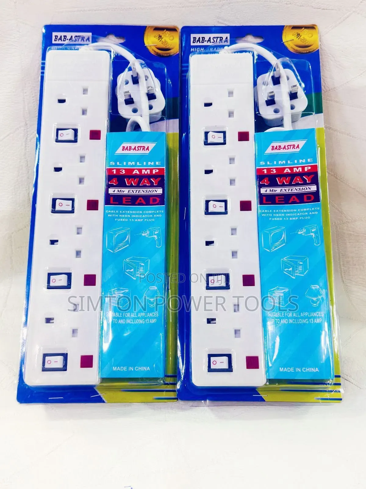 Bab-Astra 4-Way Extension Cables With Individual Neon Switches
