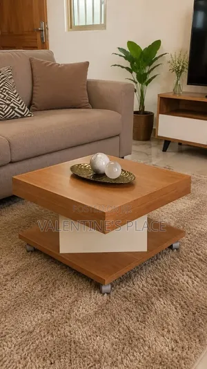 Contemporary Wood-Finish Coffee Table on Castors