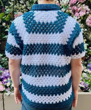Crochet Short-Sleeved Button-Up Shirt 