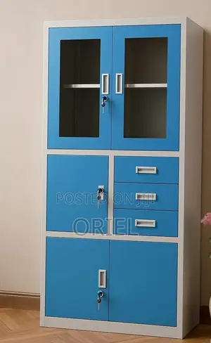 Office Cabinet : Blue Cabinet for Storage With in-Built Safe