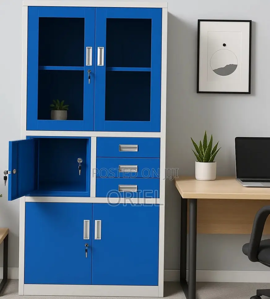 Office Cabinet : Blue Cabinet for Storage With in-Built Safe