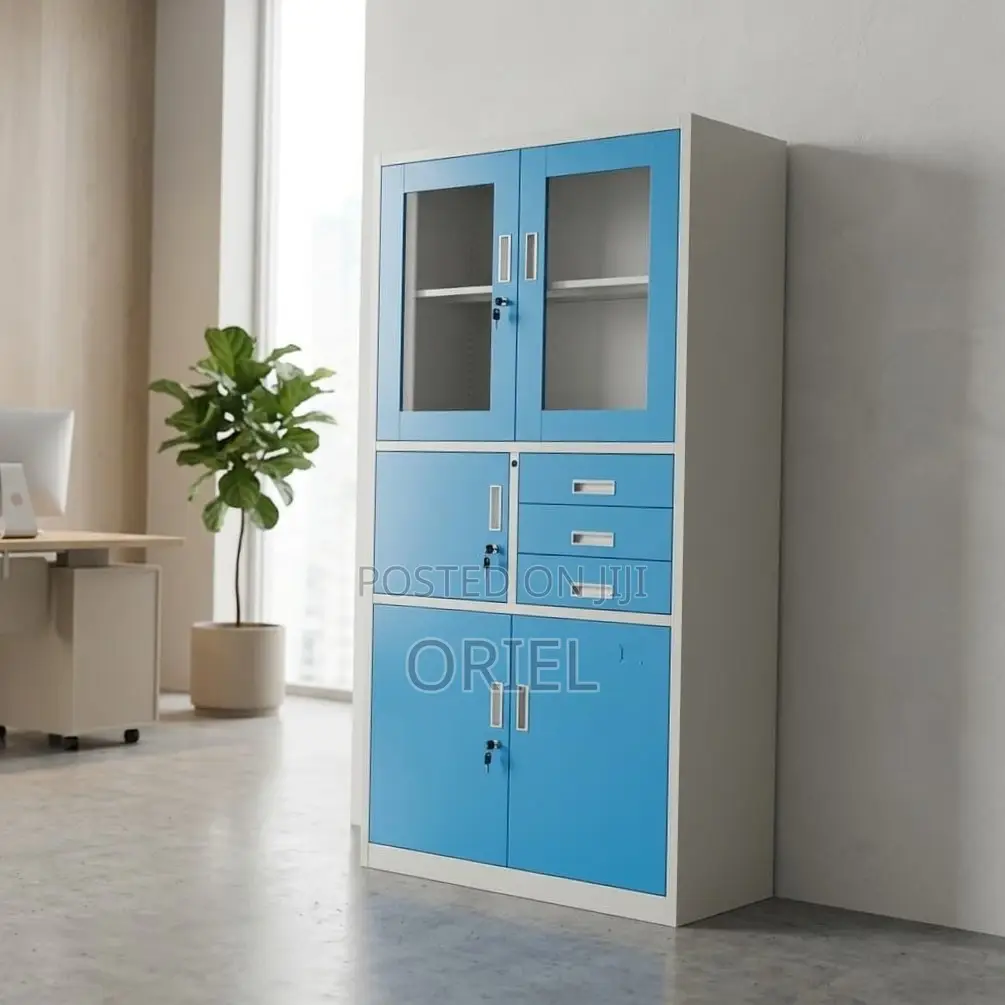 Office Cabinet : Blue Cabinet for Storage With in-Built Safe