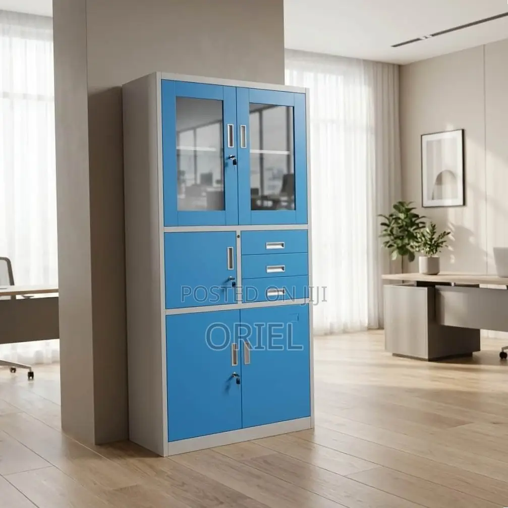 Office Cabinet : Blue Cabinet for Storage With in-Built Safe