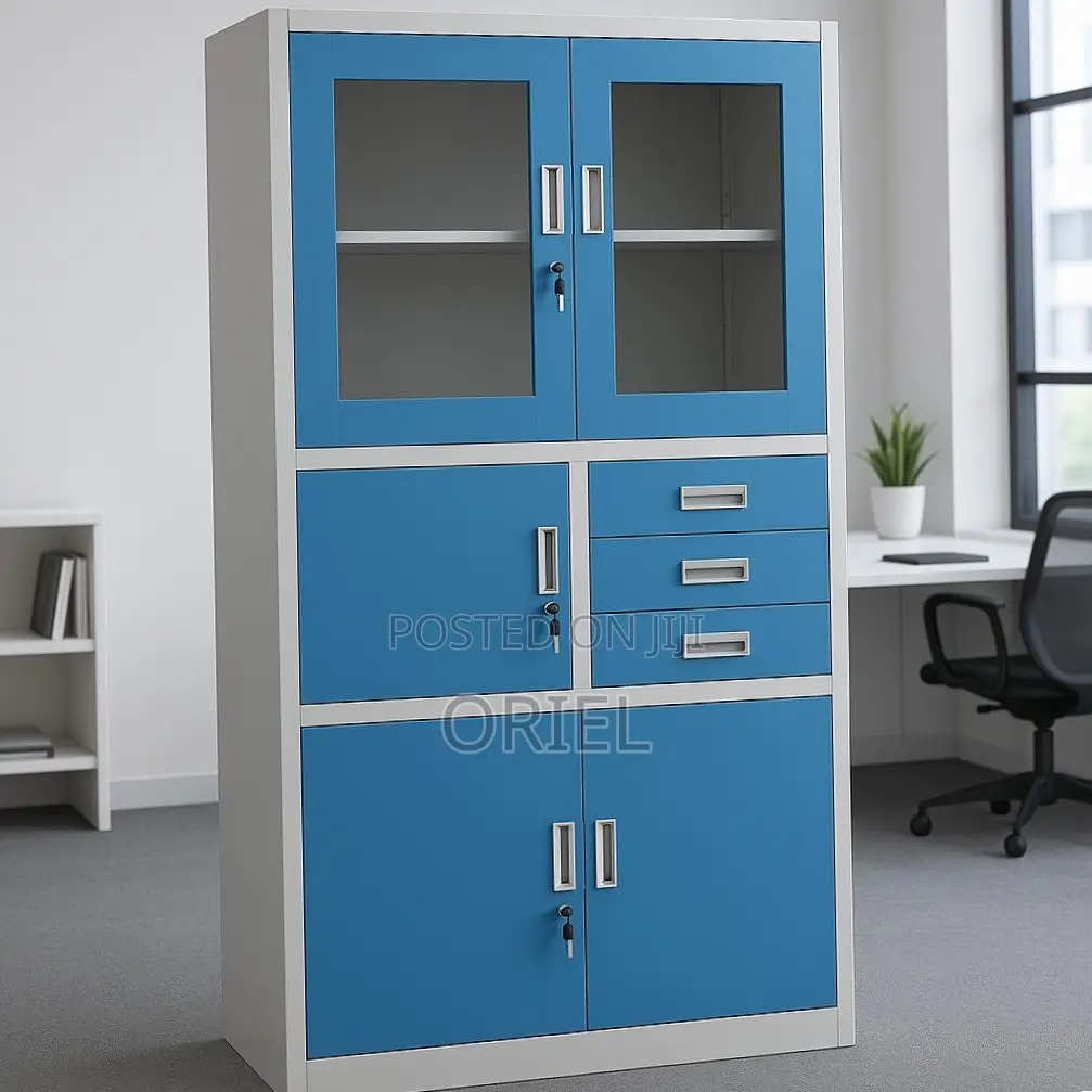 Office Cabinet : Blue Cabinet for Storage With in-Built Safe