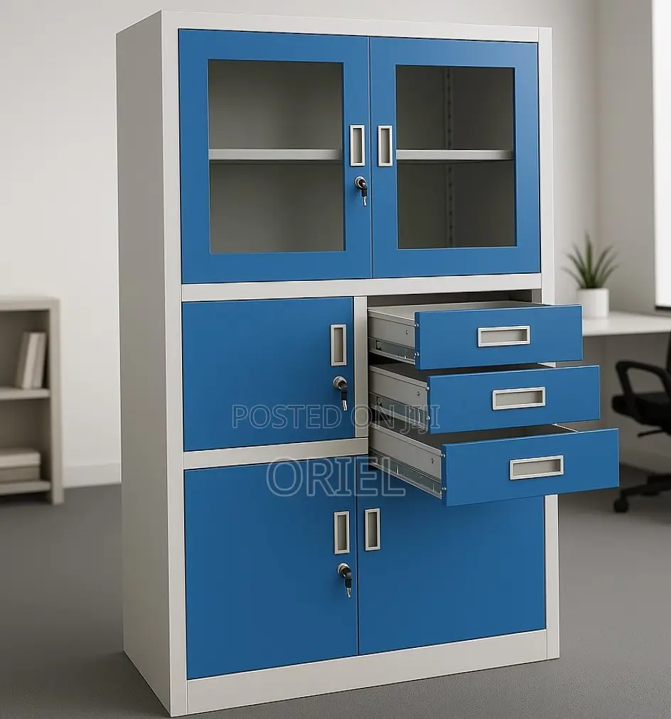 Office Cabinet : Blue Cabinet for Storage With in-Built Safe
