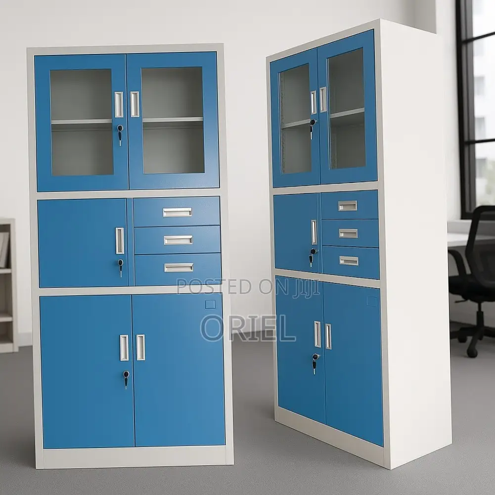 Office Cabinet : Blue Cabinet for Storage With in-Built Safe