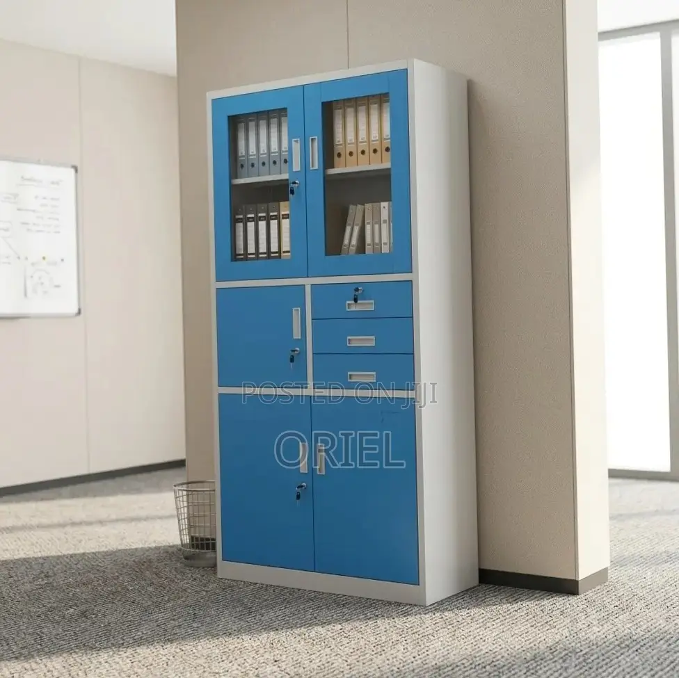 Office Cabinet : Blue Cabinet for Storage With in-Built Safe