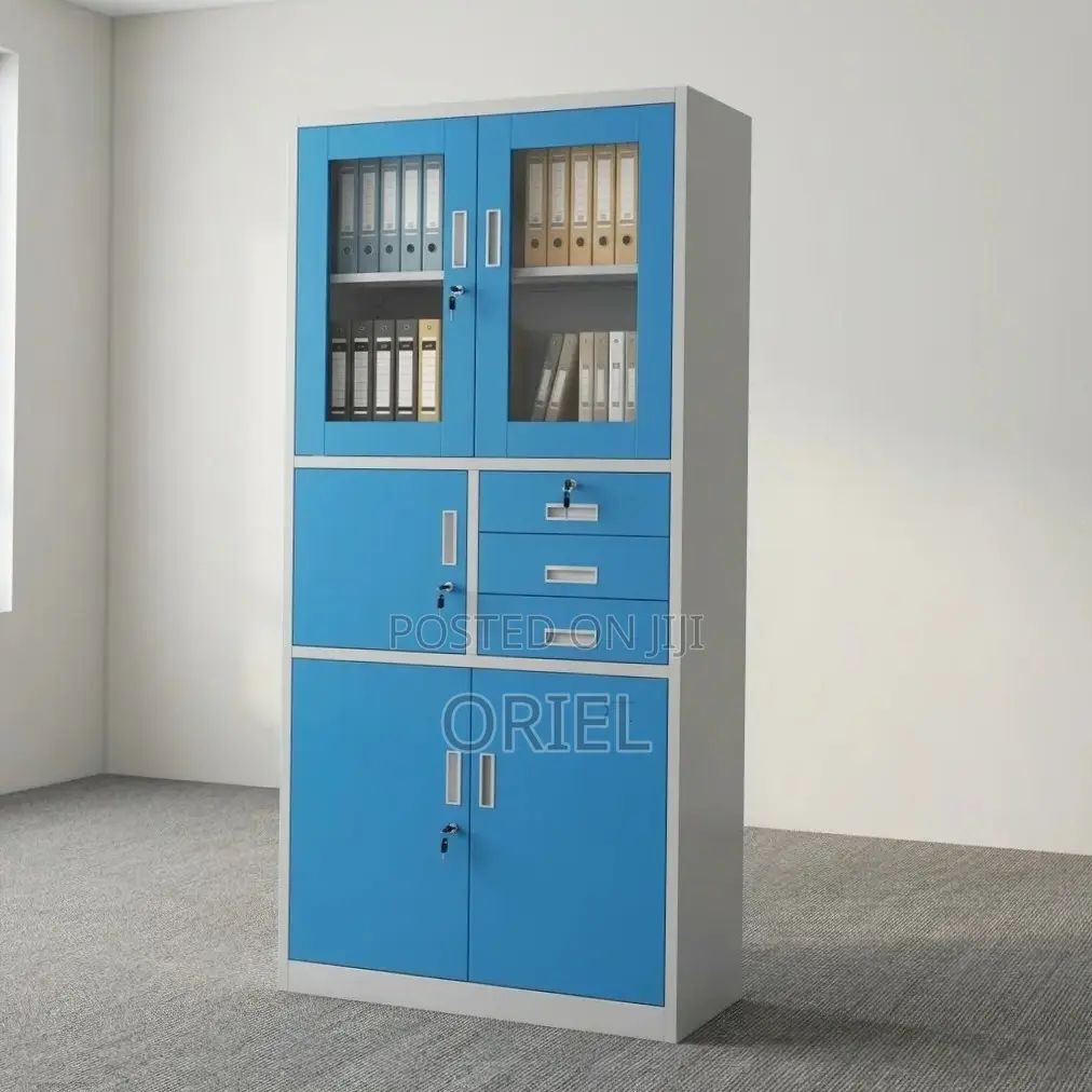 Office Cabinet : Blue Cabinet for Storage With in-Built Safe