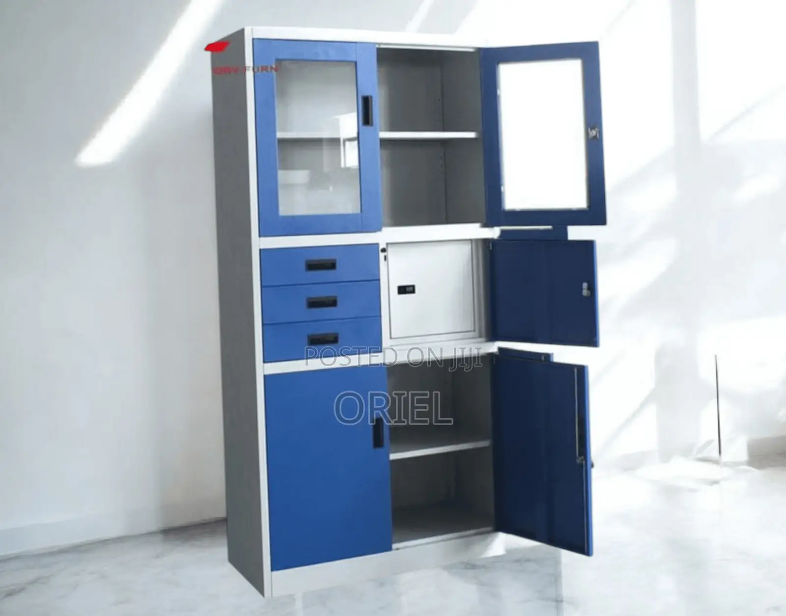Office Cabinet : Blue Cabinet for Storage With in-Built Safe