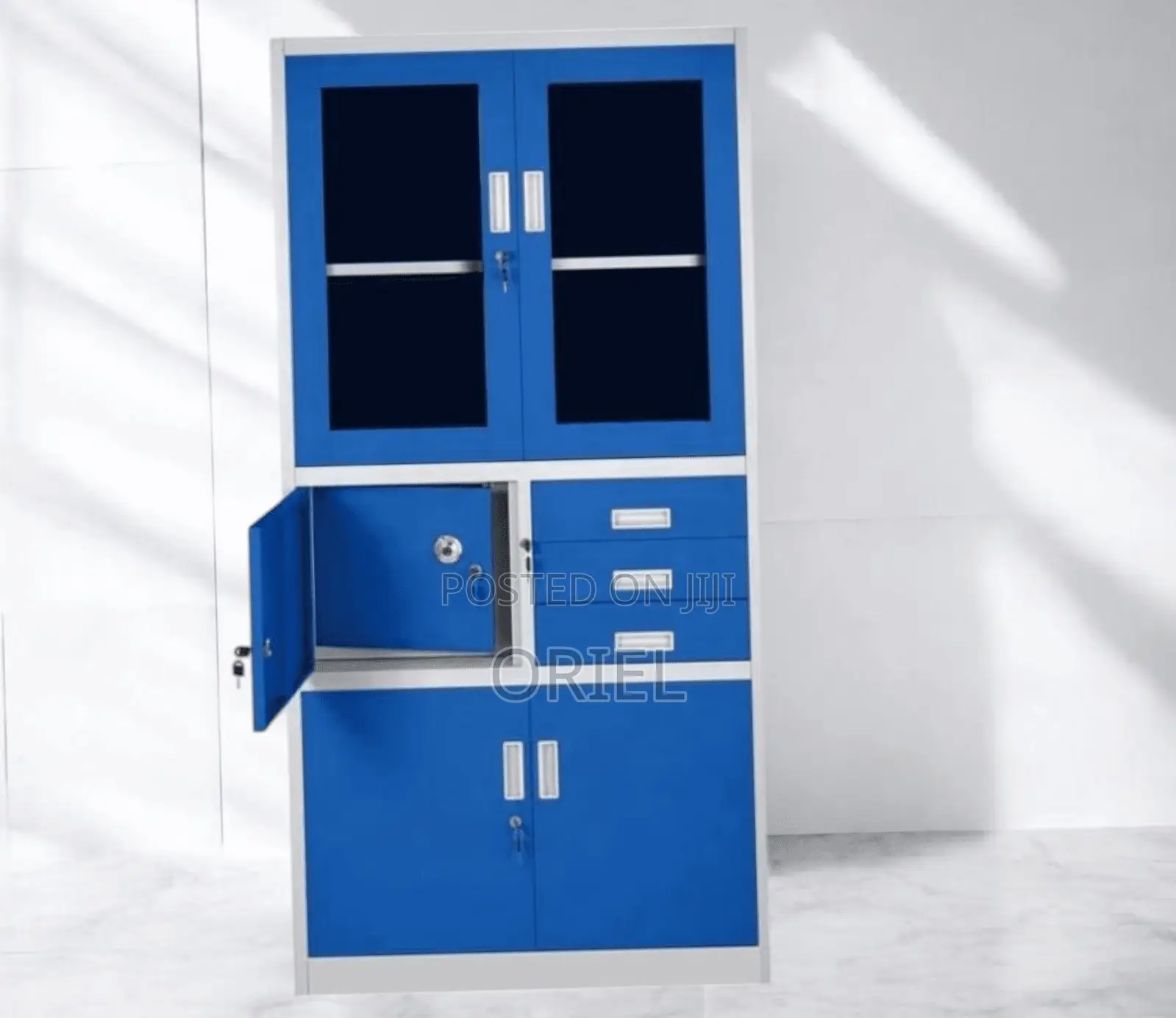 Office Cabinet : Blue Cabinet for Storage With in-Built Safe