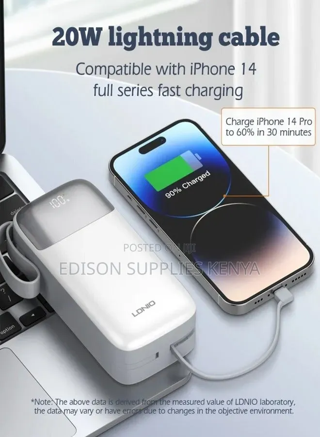LDNIO 30000mAh Power Bank, 2usb-A, Fast Charging, Portable Charger