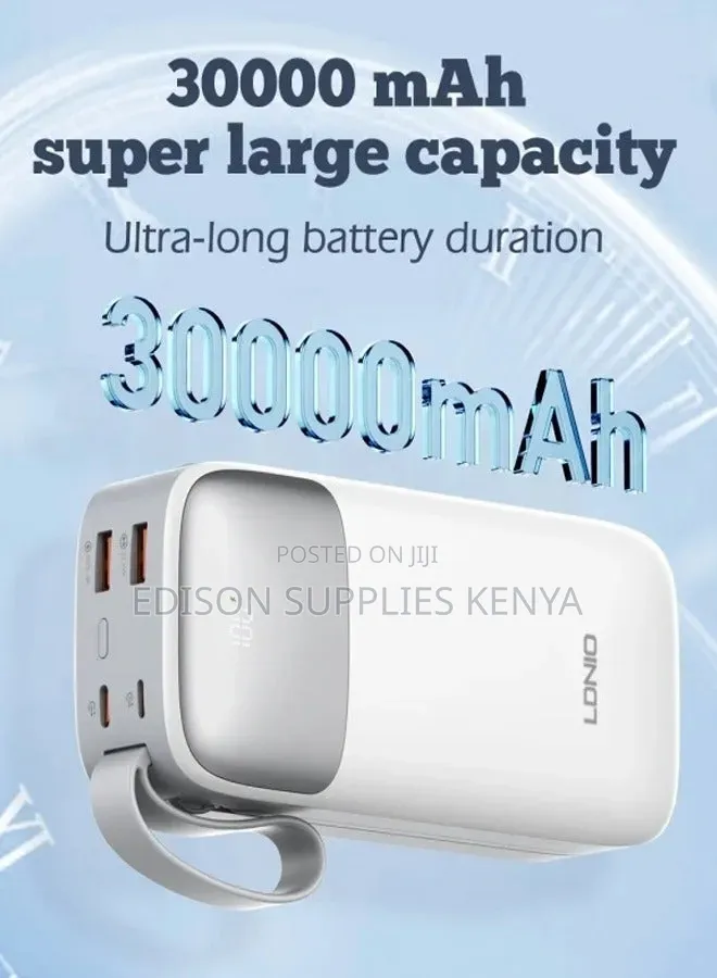 LDNIO 30000mAh Power Bank, 2usb-A, Fast Charging, Portable Charger