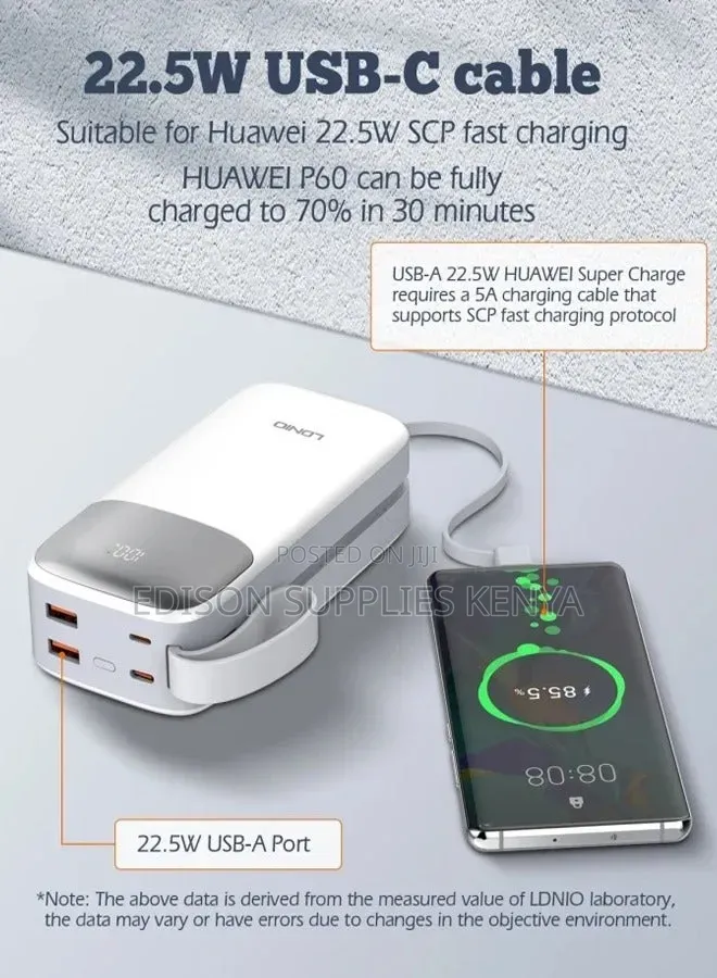 LDNIO 30000mAh Power Bank, 2usb-A, Fast Charging, Portable Charger