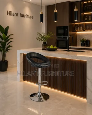 Black Leather Adjustable Height Counter Stool