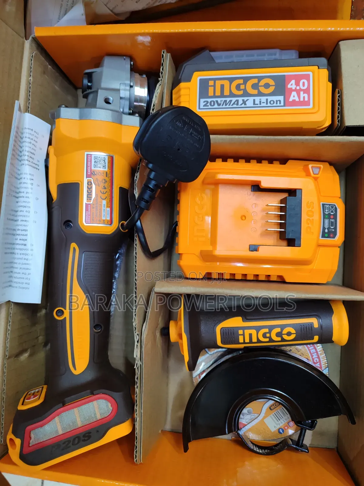 INGCO 20V MAX Cordless Angle Grinder Kit.