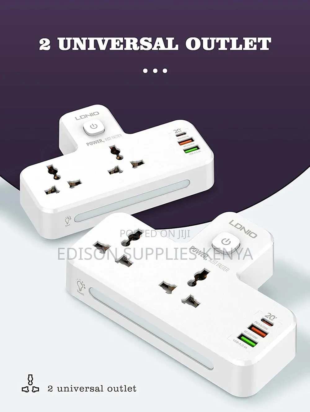LDNIO Fast Charging Wall Socket, 2 Way Power Socket