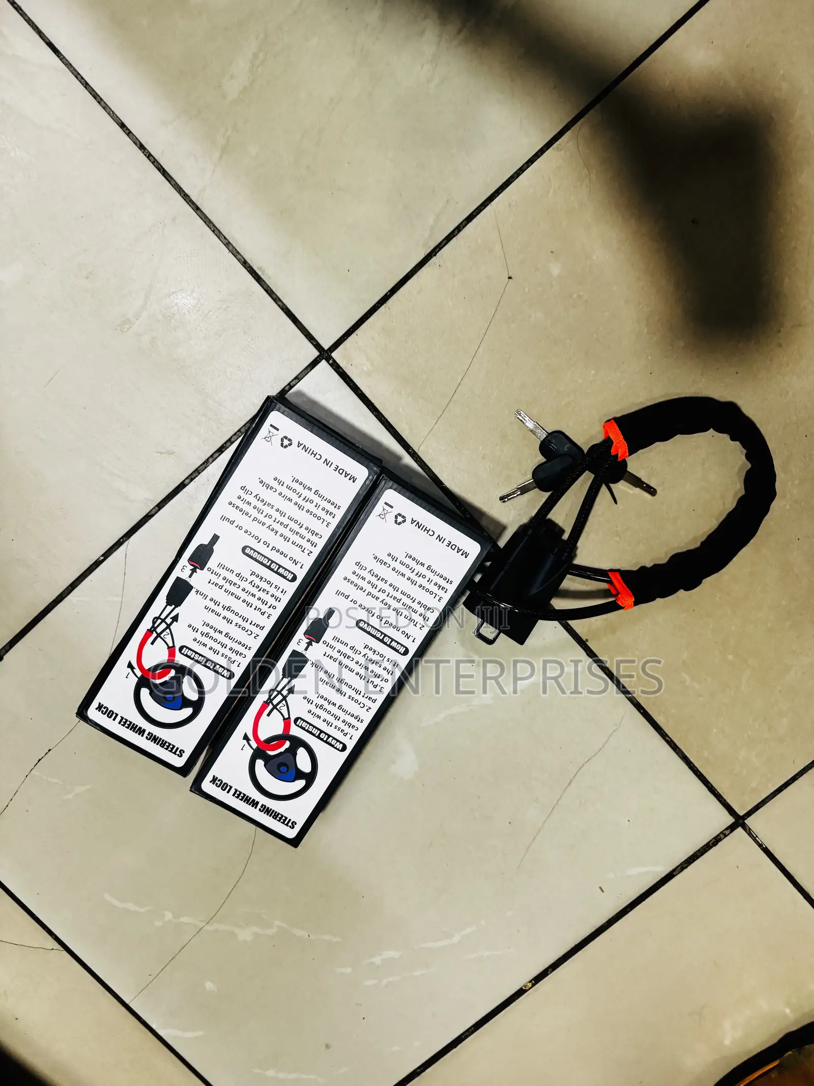 Car Security Steering Wheel Lock With Reinforced Steel Cable