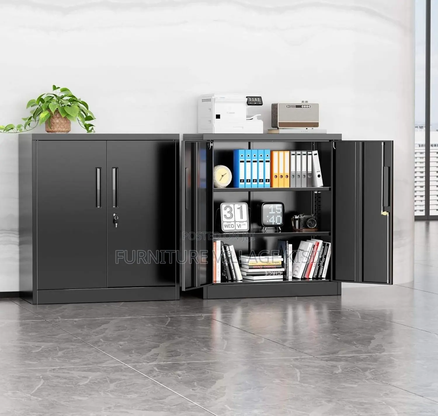 Cabinet: 2- Door Credenza Wooden Cabinet