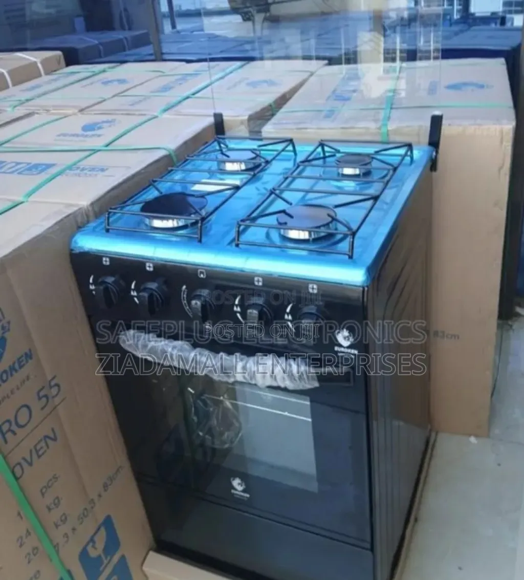 Colour Black Euroken Full Gas Cooker. Full Four Burner Cooker