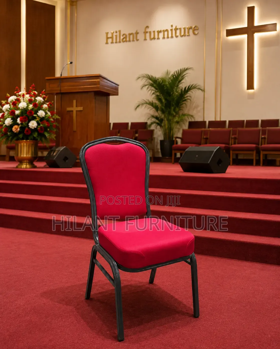 Elegant Red Upholstered Banquet/Conference Chair