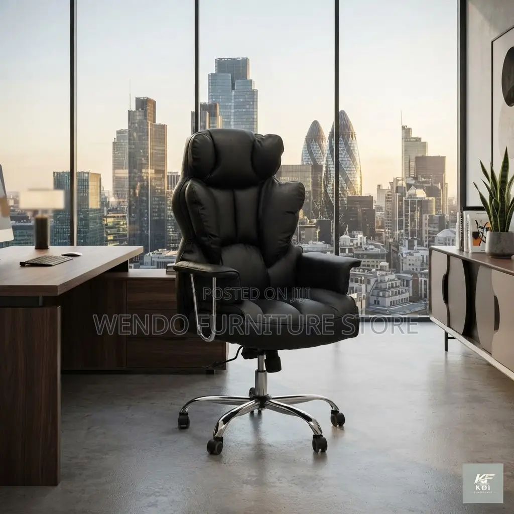 Office Chairs; Black Leather Home Executive Seat