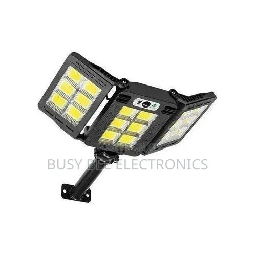 300W Foldable Solar Streetlight - Black, Remote Control, Waterproof,