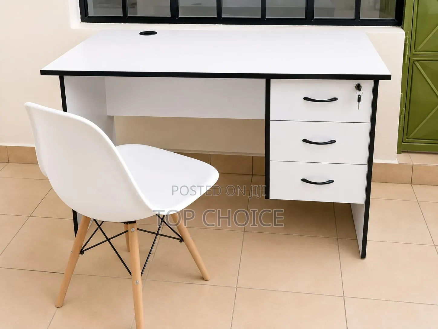 Office Desk; With Plastic Chairs