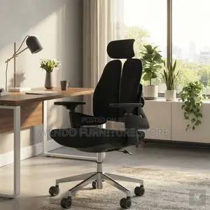 Office Chairs; Orthopedic Black Fabric Dual Backrest Office Chairs