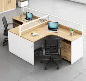 Office Workstation : Curved 2-Seater Office Workstation