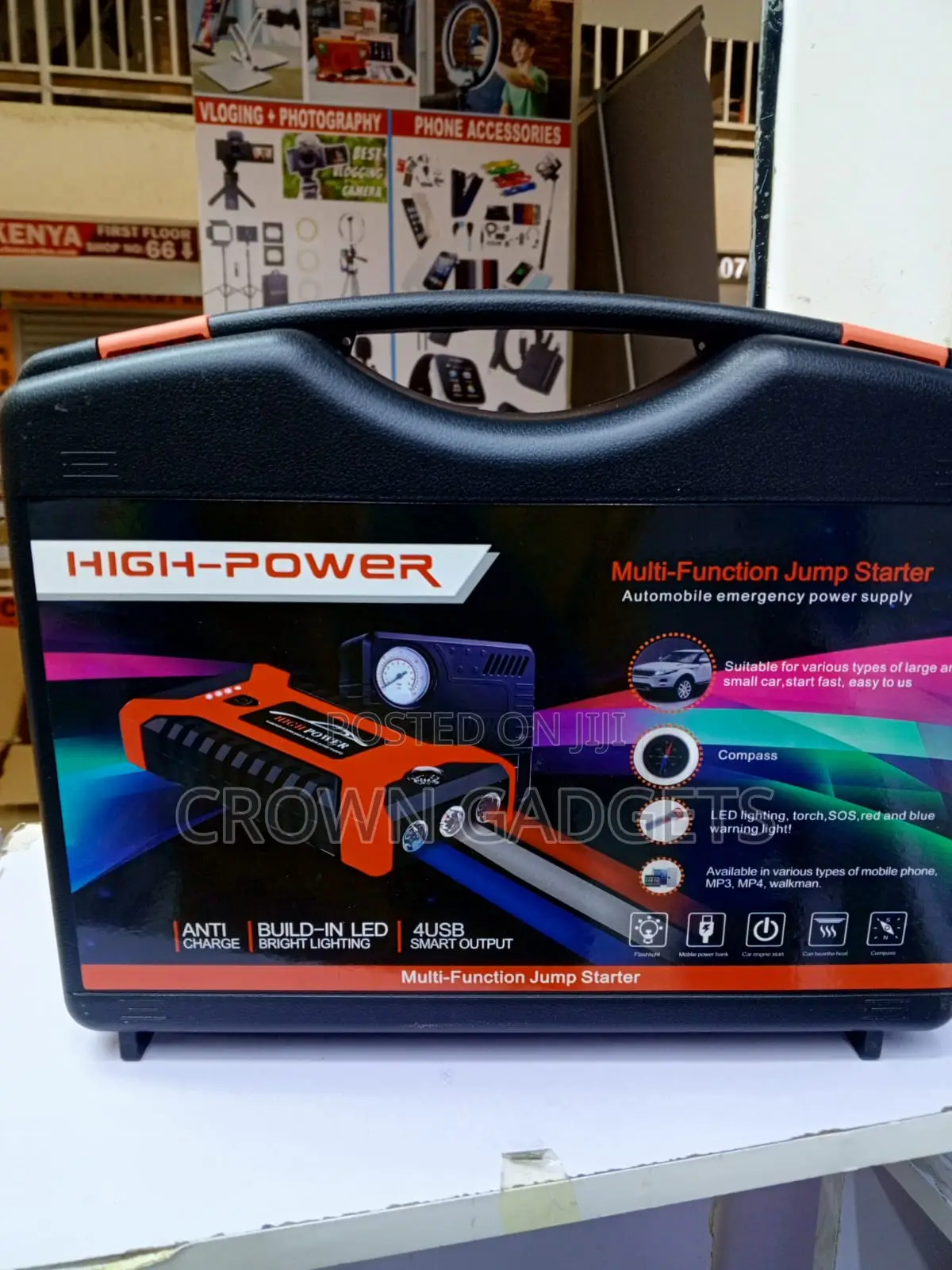 Emergency Car Jump Starter Air Compressor for Cars Bikes