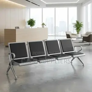 4-Link Black Padded Airport Bench.