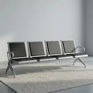 4-Link Black Padded Airport Bench.