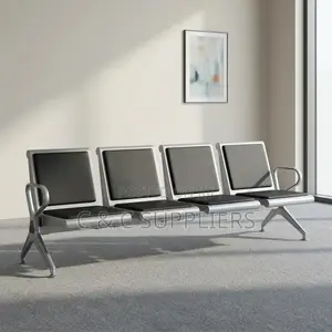 4-Link Black Padded Airport Bench.