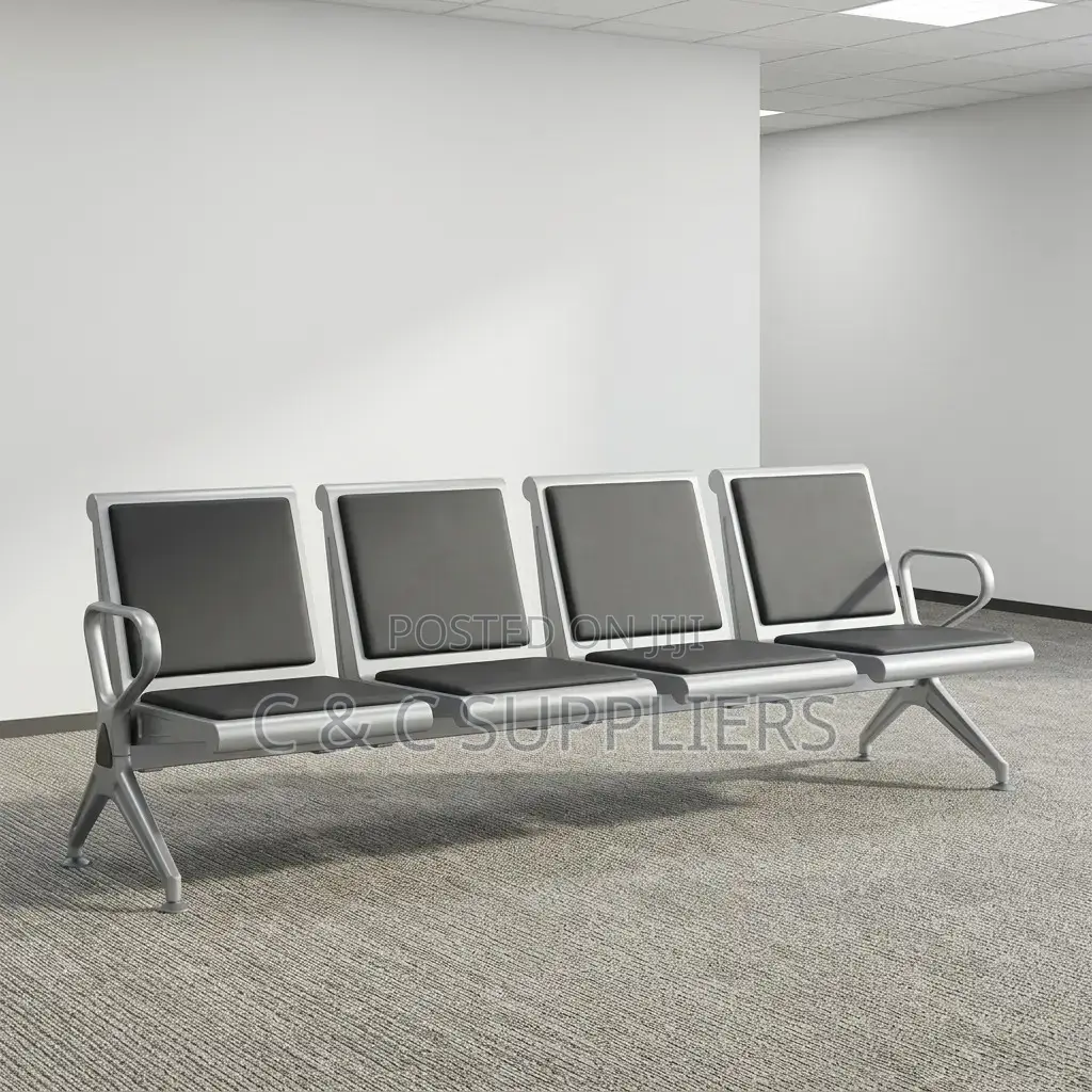 4-Link Black Padded Airport Bench.