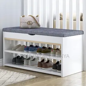 Shoe Storage; Modern Entryway Shoe Rack With Padded Cushion Seat