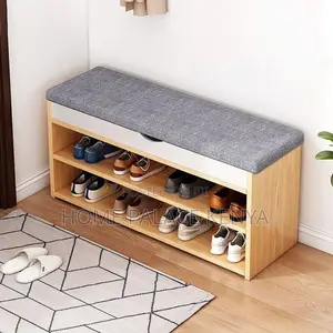 Shoe Storage; Modern Entryway Shoe Rack With Padded Cushion Seat
