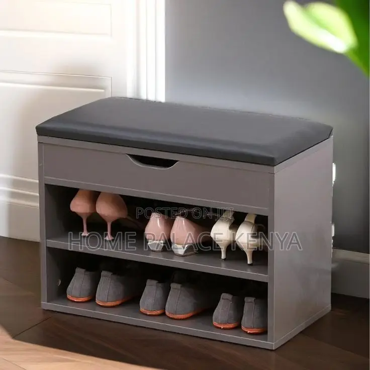 Shoe Storage; Modern Entryway Shoe Rack With Padded Cushion Seat